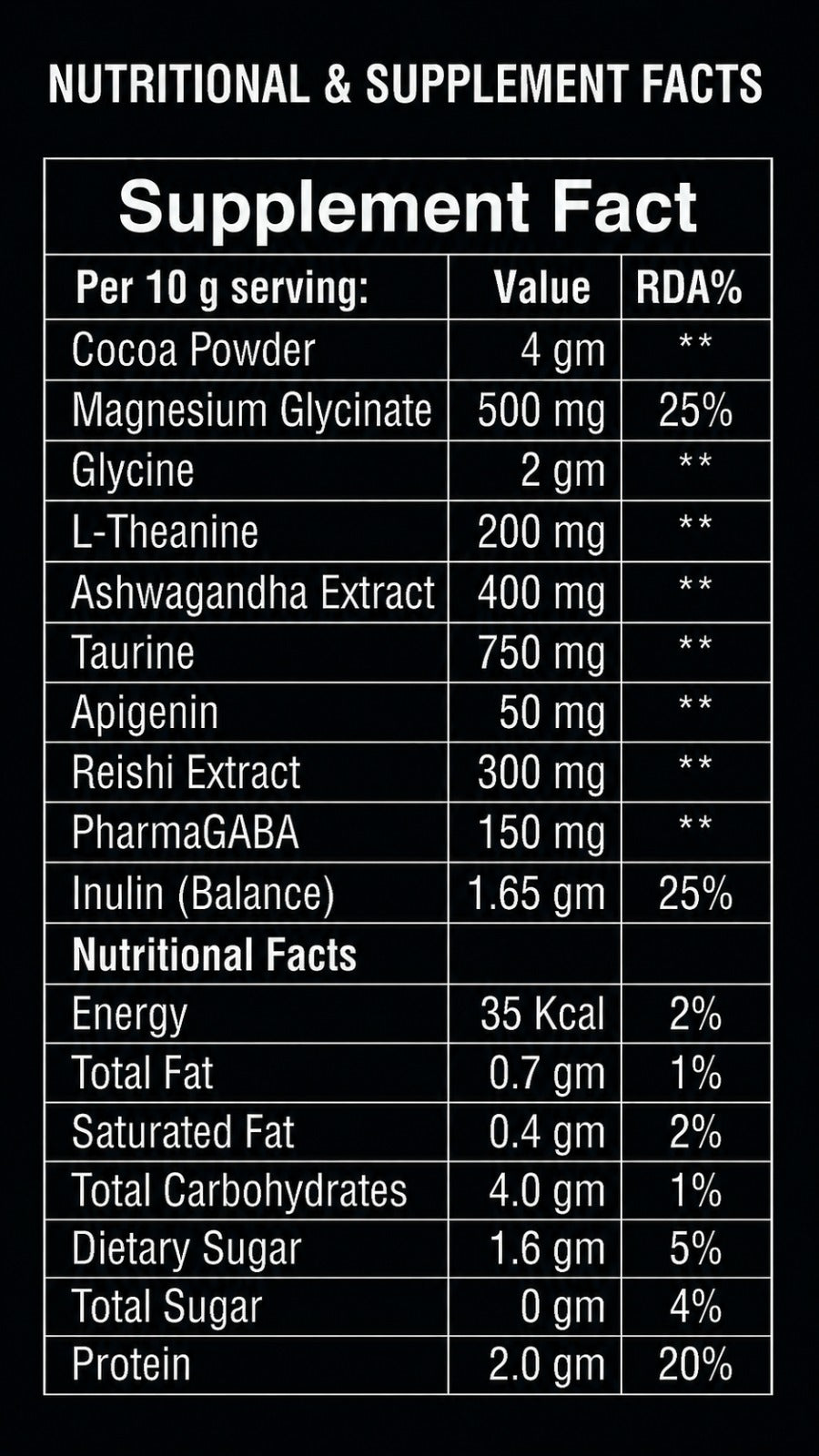 Sleepy cocoa - melatonin free sleep supplement
